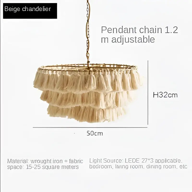 Bohemian vintage fela pink tassel pendant light bedroom decoration