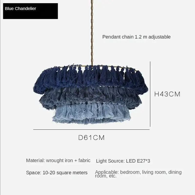 Bohemian vintage fela pink tassel pendant light bedroom decoration