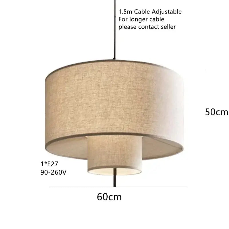 Bohemian wabi sabi beige linen pendant lamps for living room