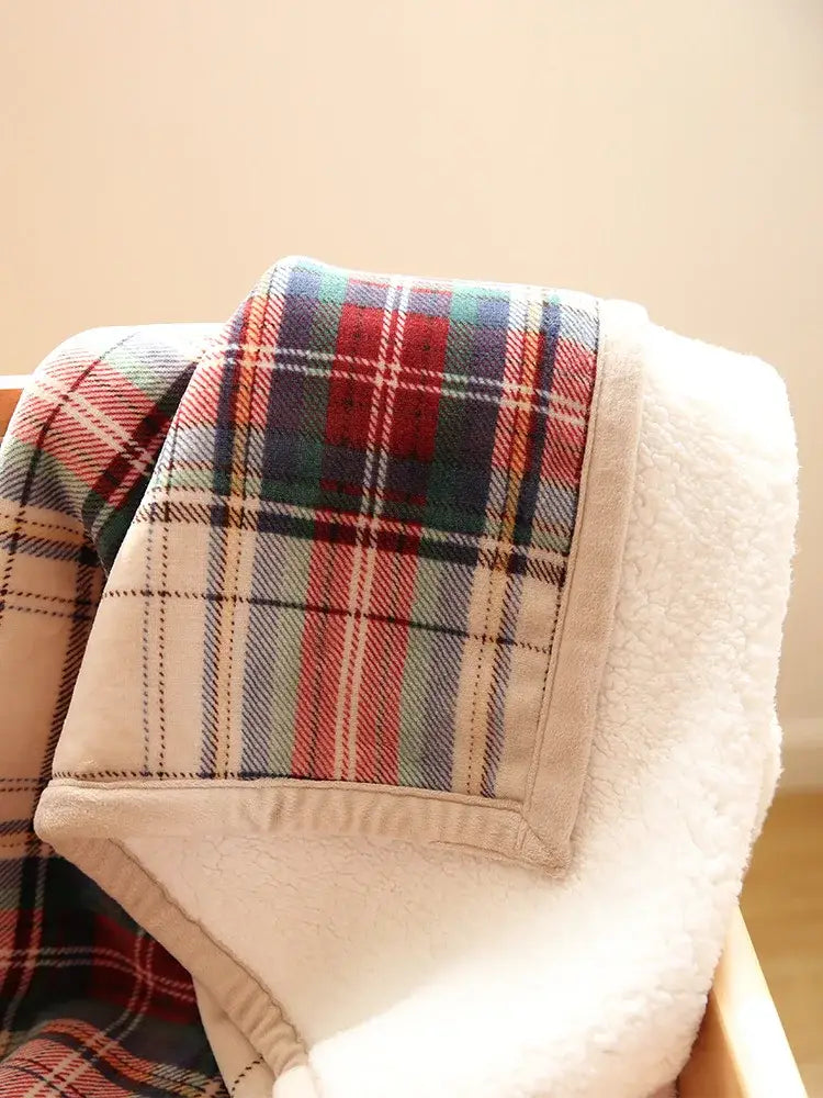 Bohemian winter blanket multicolored striped fleece for living room