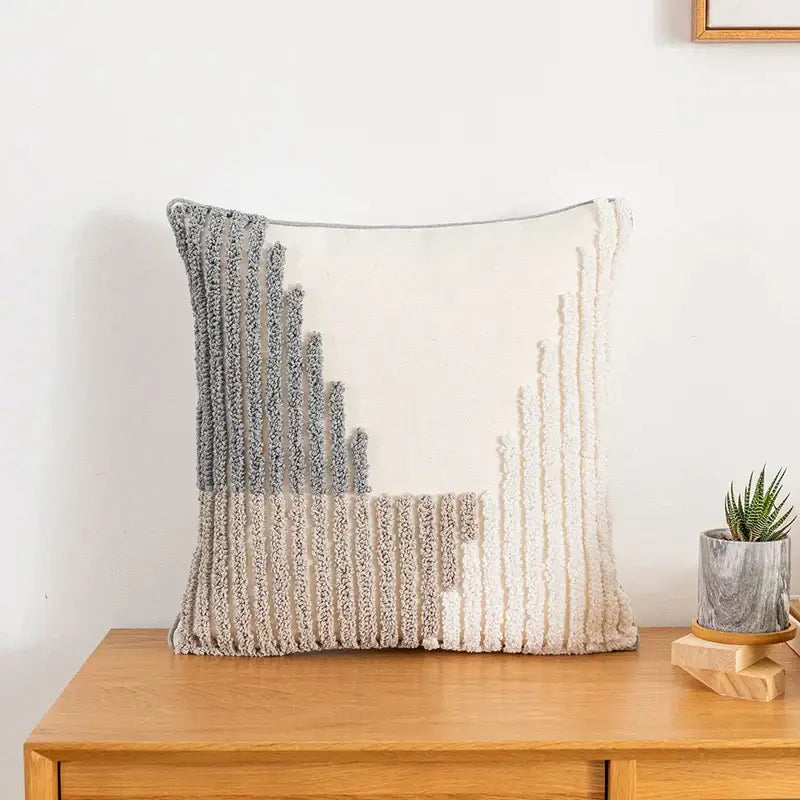 Boho abstract grey & cream cushion cover living room home decoration