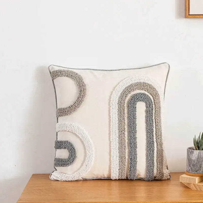 Boho abstract grey & cream cushion cover living room home decoration