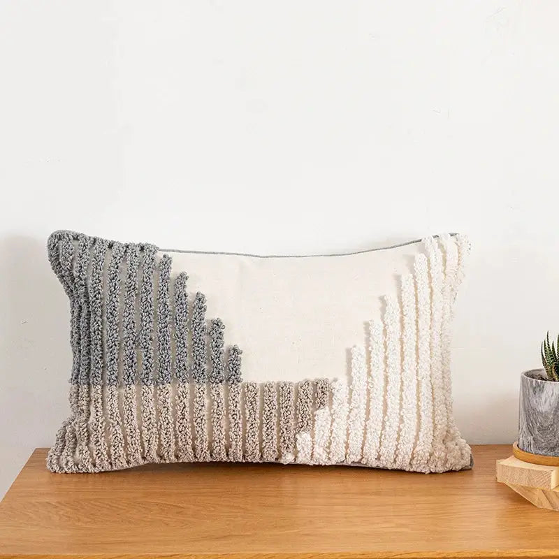 Boho abstract grey & cream cushion cover living room home decoration