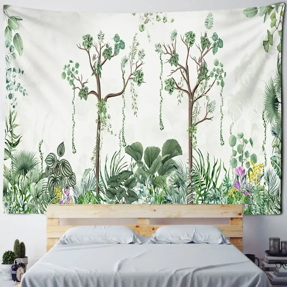 Boho banana tree mist tapestry wall hanging living room decor