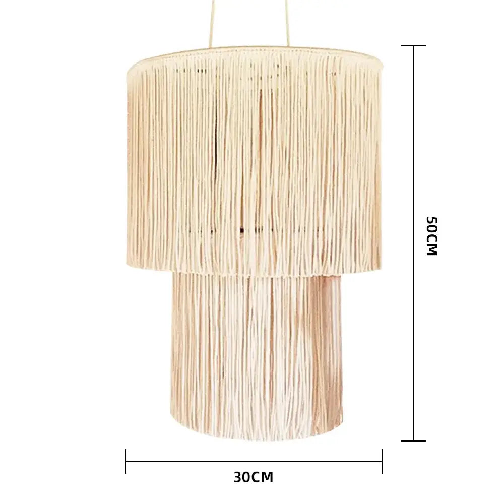 Boho beige macrame pendant light cover for bedroom chandelier