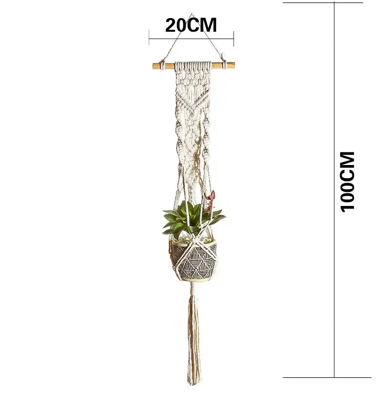 Boho beige macrame plant hanger basket wall art living room decor