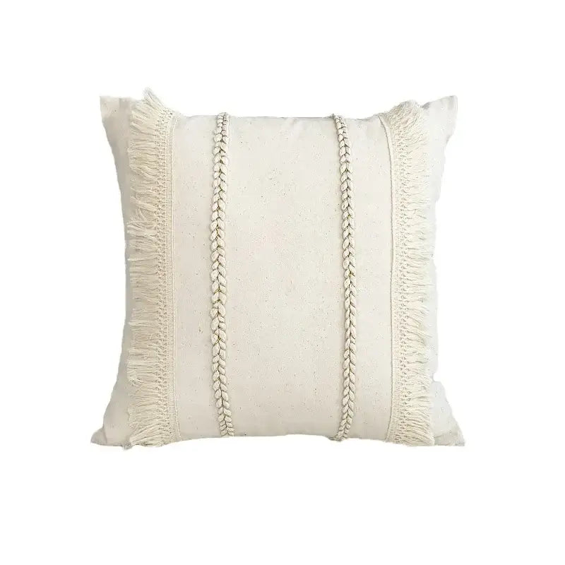 Boho beige & yellow linen cotton pillow cover living room decor