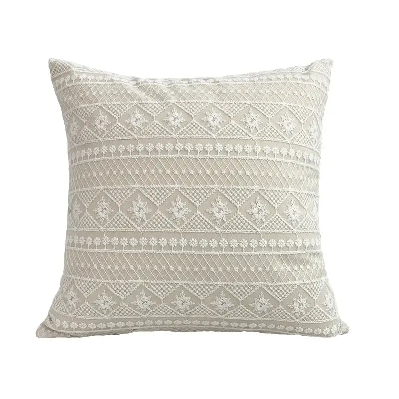 Boho beige & yellow linen cotton pillow cover living room decor