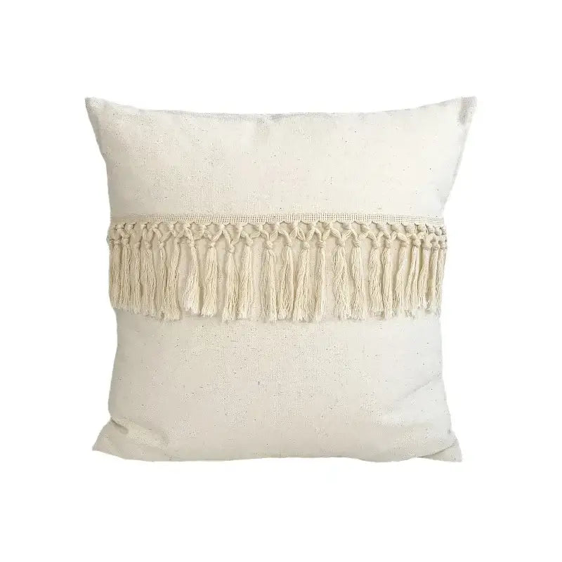 Boho beige & yellow linen cotton pillow cover living room decor