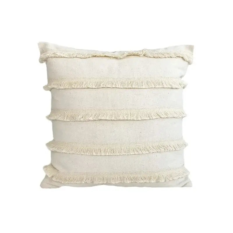 Boho beige & yellow linen cotton pillow cover living room decor