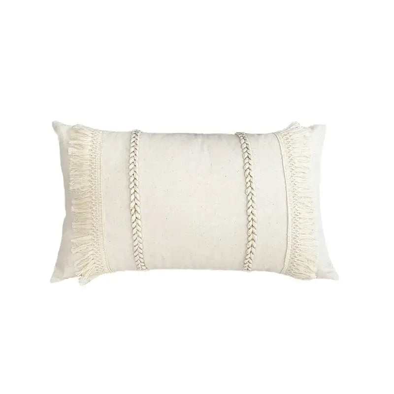 Boho beige & yellow linen cotton pillow cover living room decor