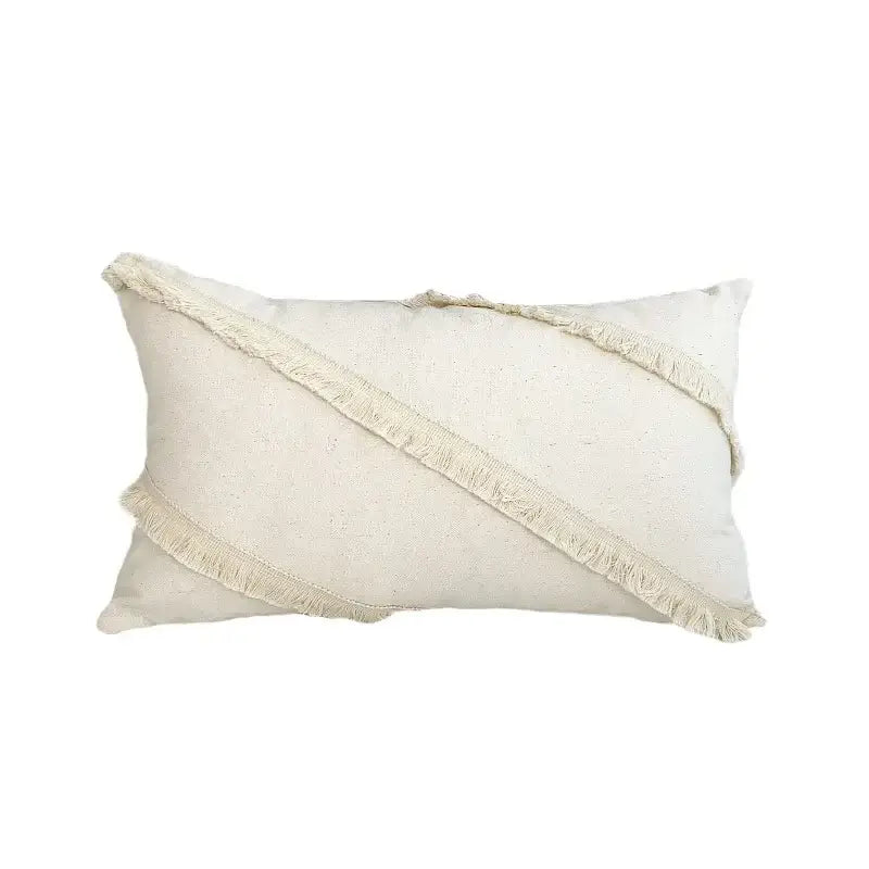 Boho beige & yellow linen cotton pillow cover living room decor