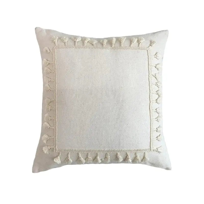Boho beige & yellow linen cotton pillow cover living room decor