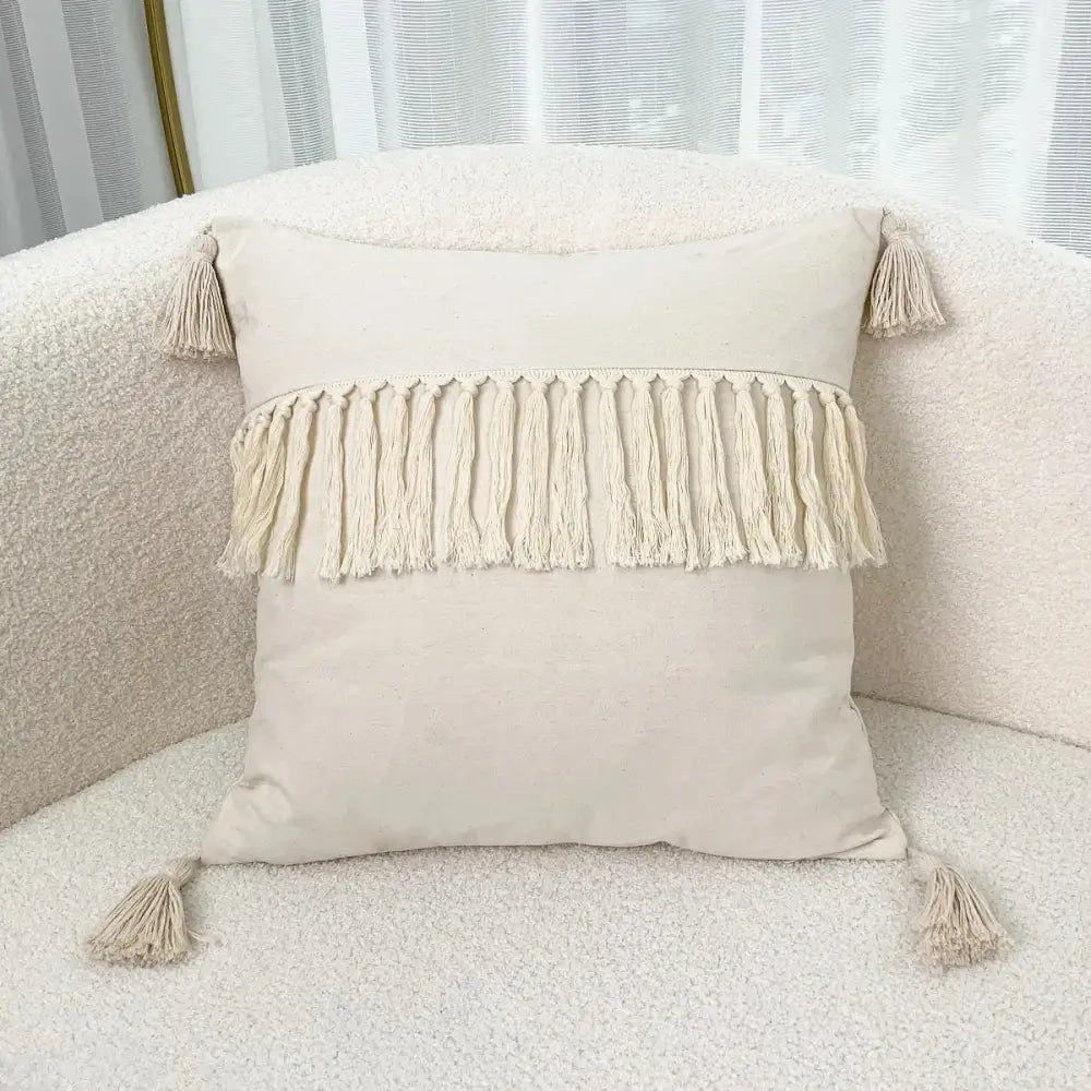 Boho beige & yellow linen cotton pillow cover living room decor
