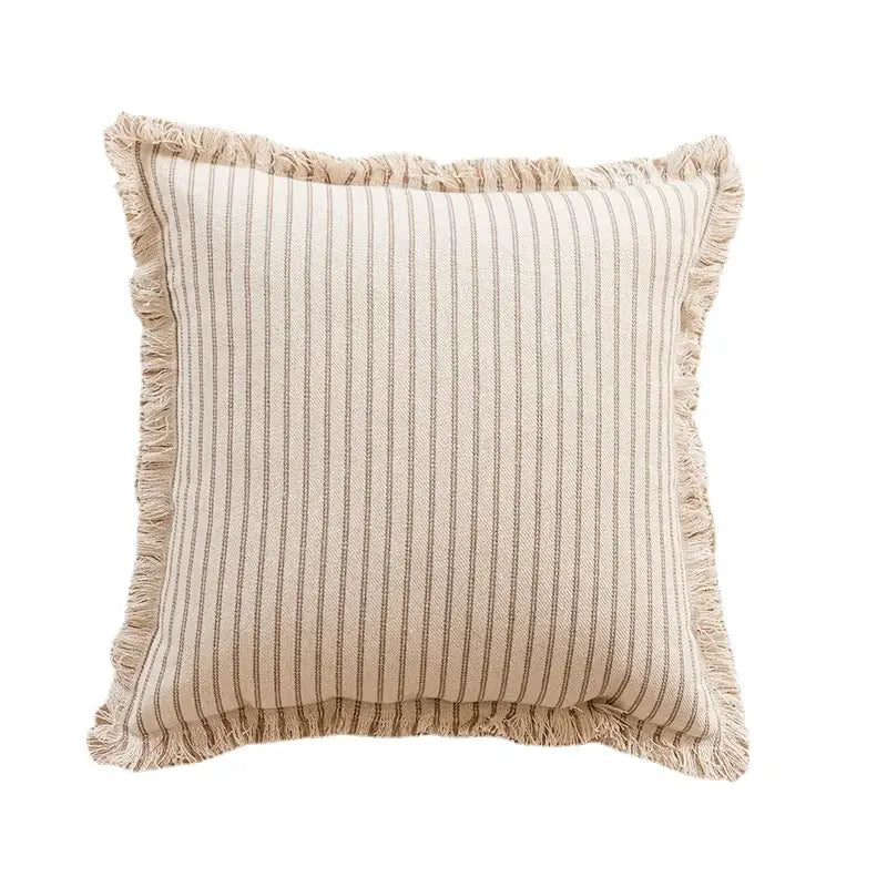 Boho beige & yellow linen cotton pillow cover living room decor