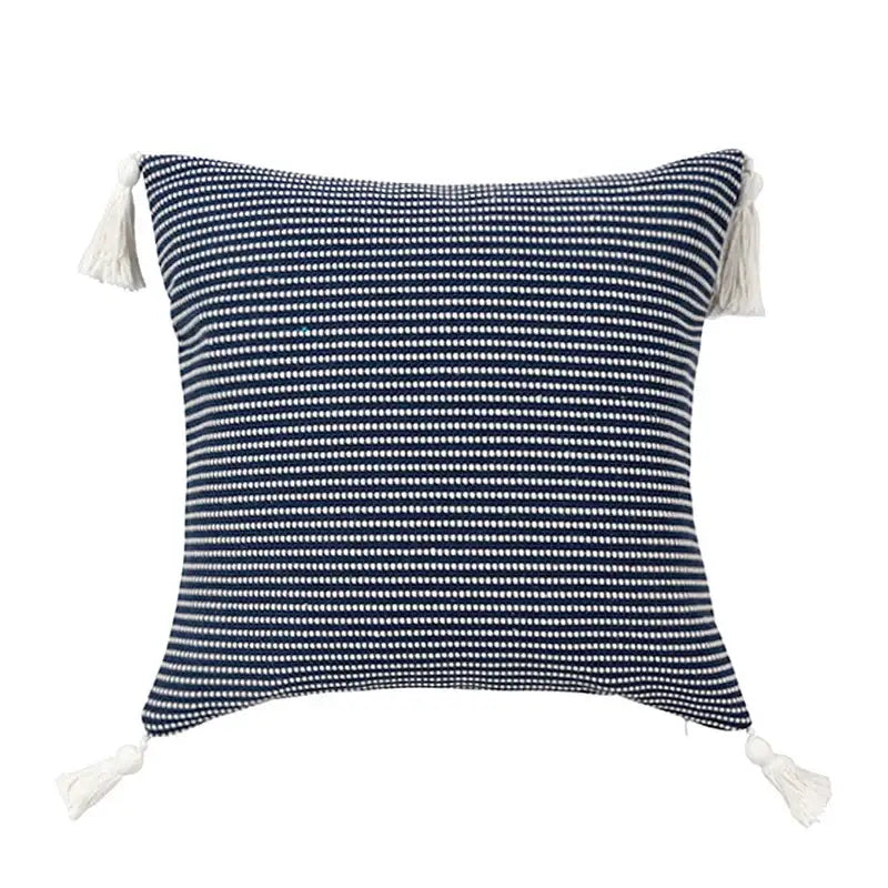 Boho black & white jacquard flower pillow case living room decor