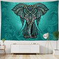 Boho blue and gold elephant mandala tapestry bedroom wall decor