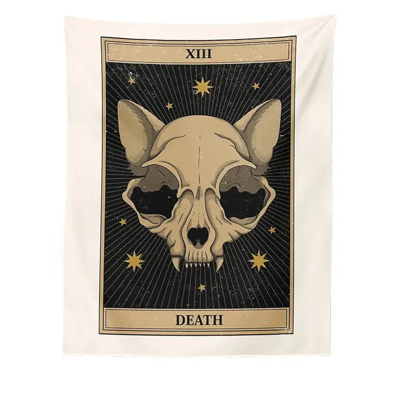 Boho cat divination tarot card tapestry bedroom wall hanging