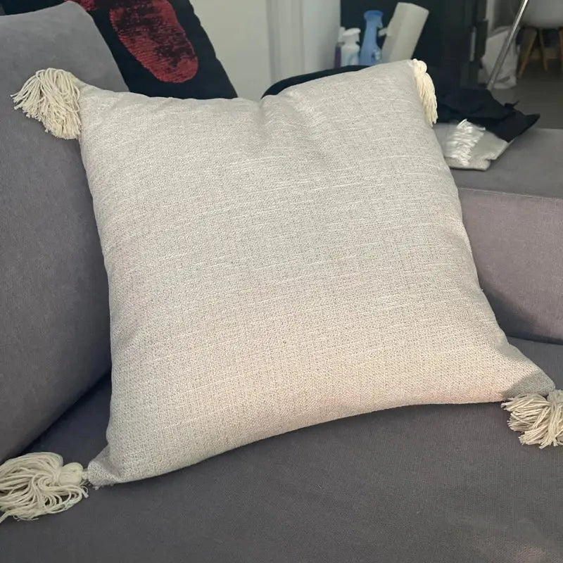 Boho chenille tufted pillow case cream & mustard living room decor