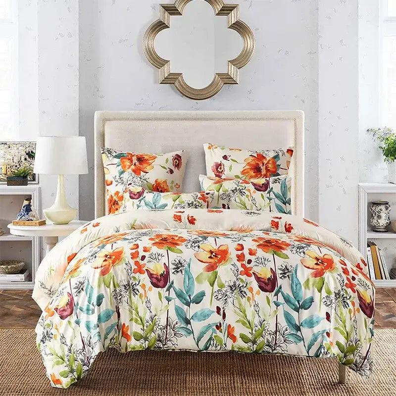 Boho chic stripe black & white snowflake bedding set bedroom microfiber