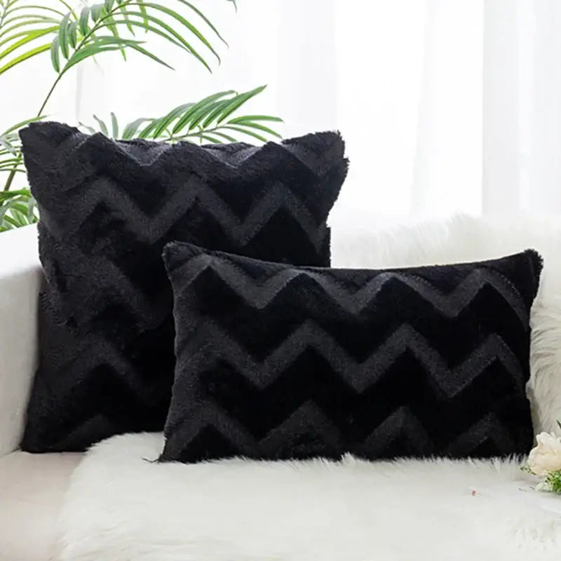 Boho chic white faux fur chevron pillow cover bedroom decor