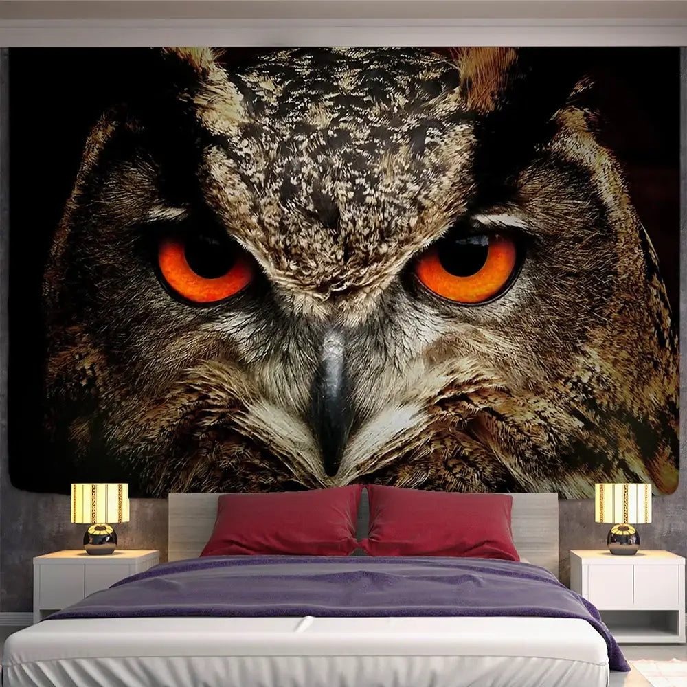 Boho colorful owl tapestry wall hanging for bedroom decor