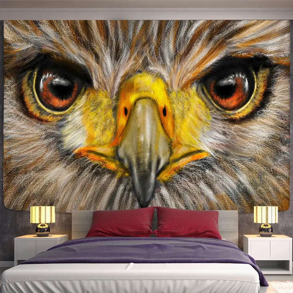 Boho colorful owl tapestry wall hanging for bedroom decor