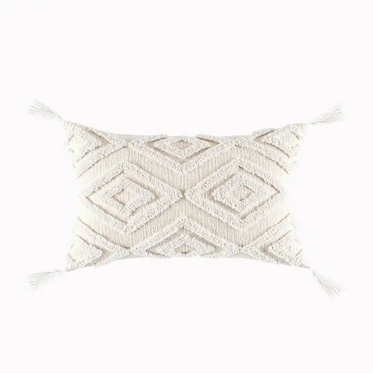 Boho cream cotton tassels cushion covers living room pillow case