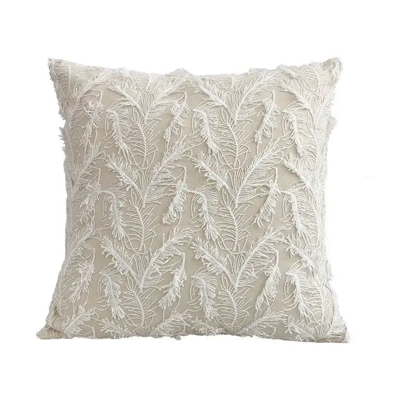 Boho cream lace floral cushion cover living room pom pom pillow