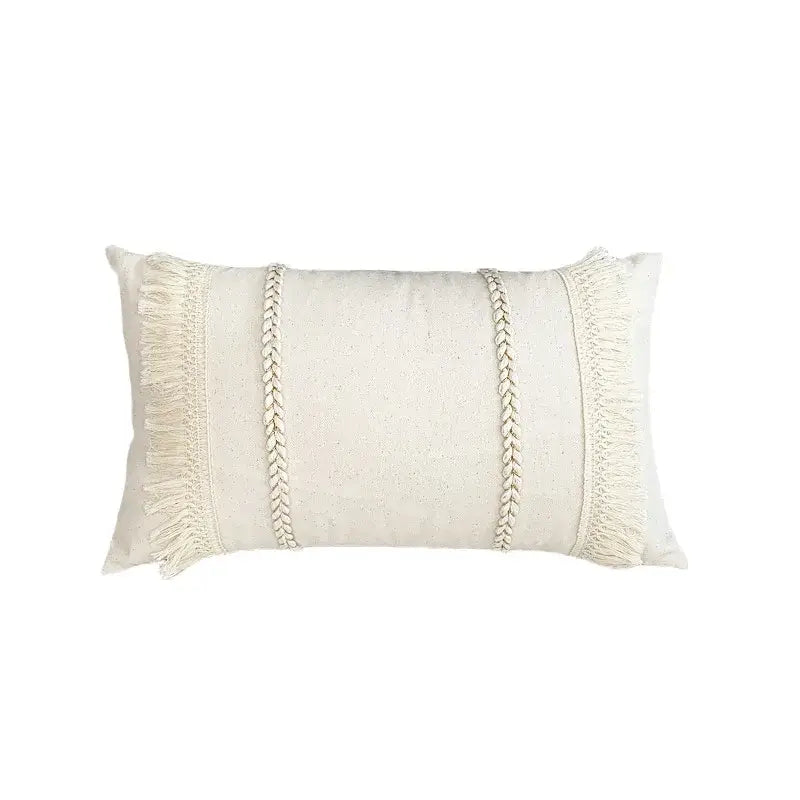 Boho cream lace floral cushion cover living room pom pom pillow