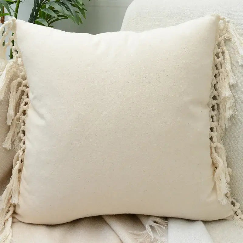 Boho cream lace floral cushion cover living room pom pom pillow