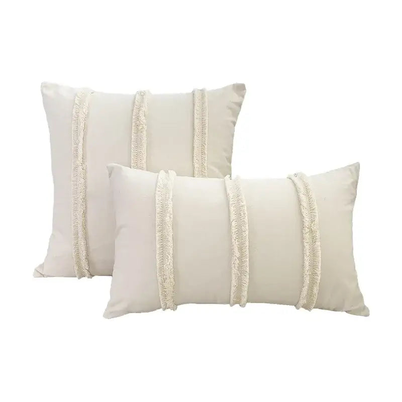 Boho cream lace floral cushion cover living room pom pom pillow