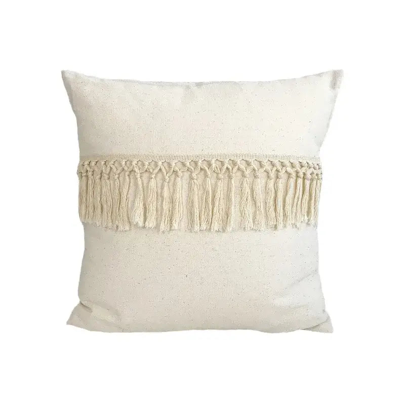 Boho cream lace floral cushion cover living room pom pom pillow