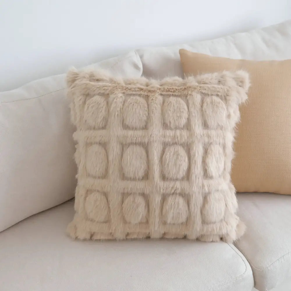 Boho cream leaf geometry tufted cushion cover living room decor