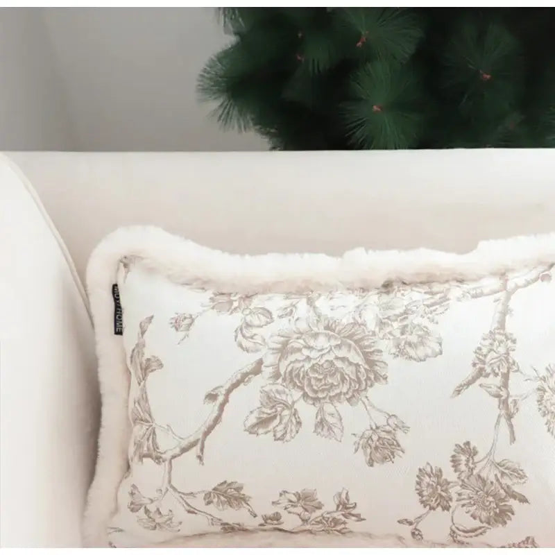 Boho cream leaf geometry tufted cushion cover living room decor