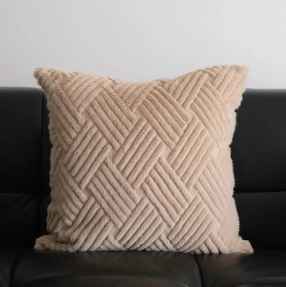 Boho cream leaf geometry tufted cushion cover living room decor