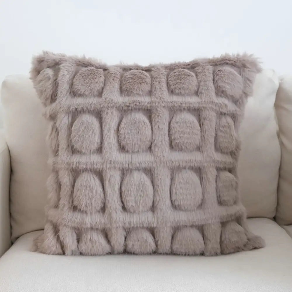 Boho cream leaf geometry tufted cushion cover living room decor