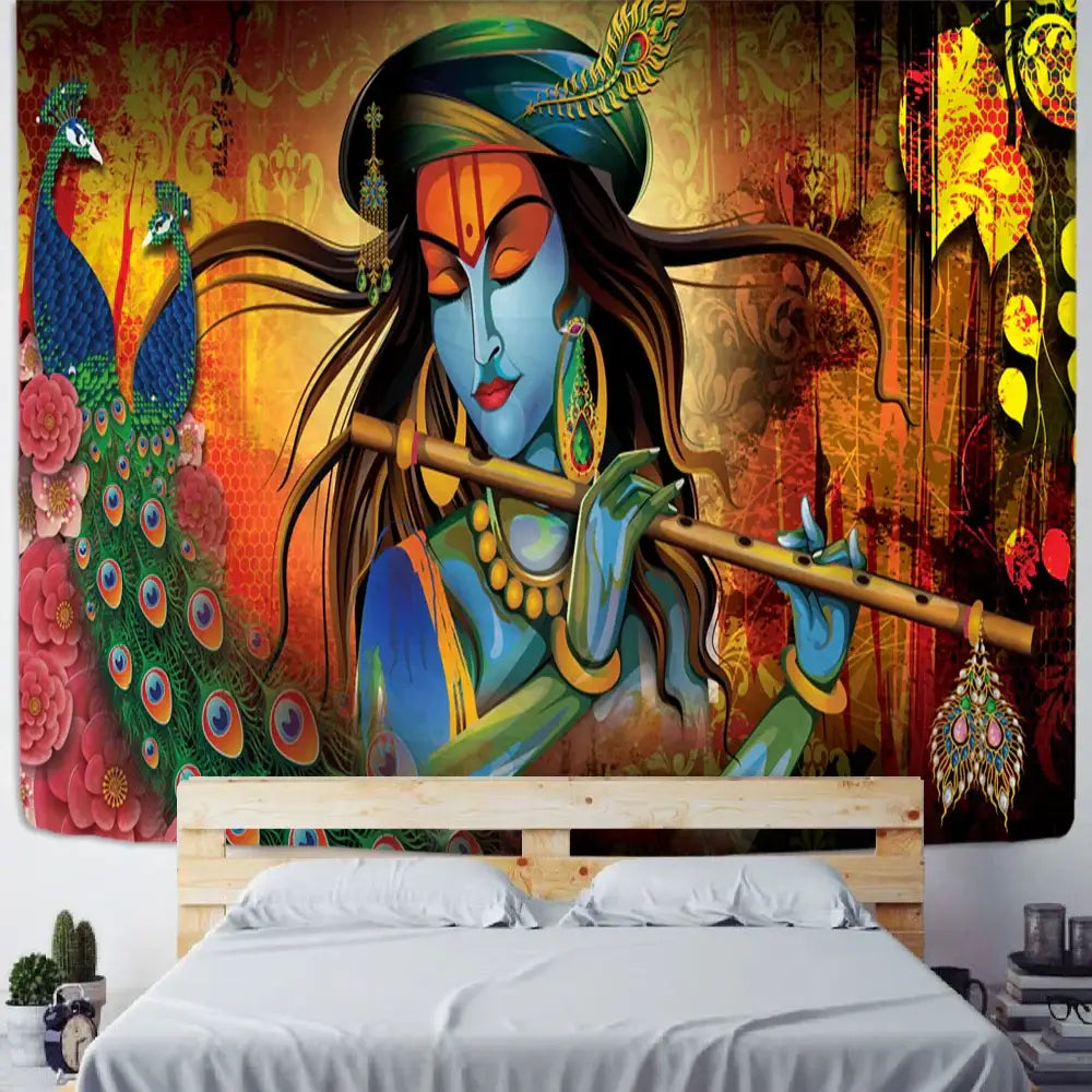 Boho elephant mandala tapestry purple & gold lakshmi bedroom decor
