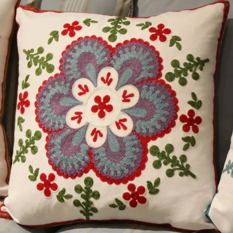 Boho ethnic flower elephant pillowcase pink & teal bedroom decor