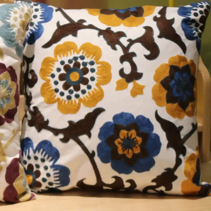 Boho ethnic flower elephant pillowcase pink & teal bedroom decor