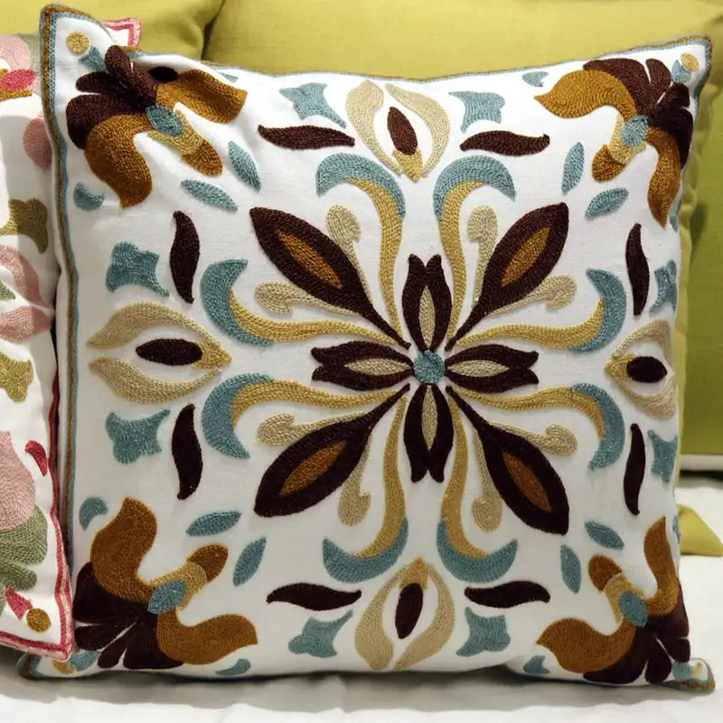 Boho ethnic flower elephant pillowcase pink & teal bedroom decor
