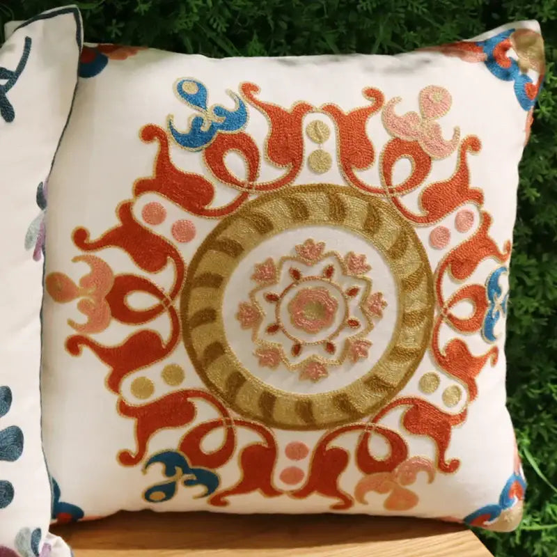 Boho ethnic flower elephant pillowcase pink & teal bedroom decor
