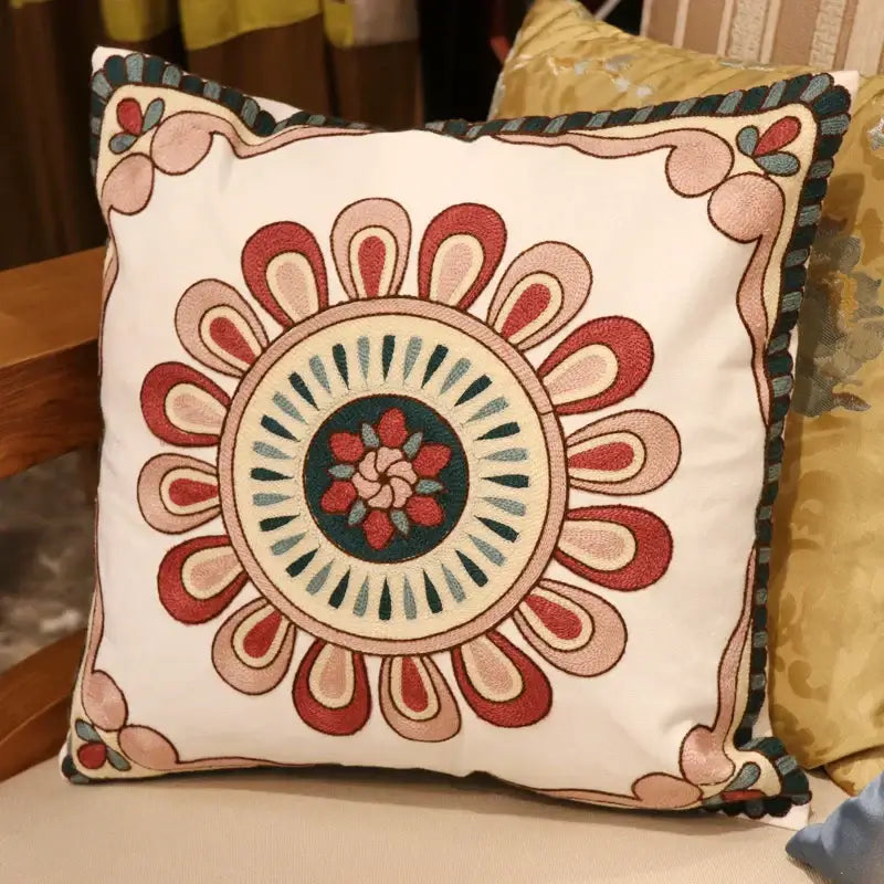 Boho ethnic flower elephant pillowcase pink & teal bedroom decor