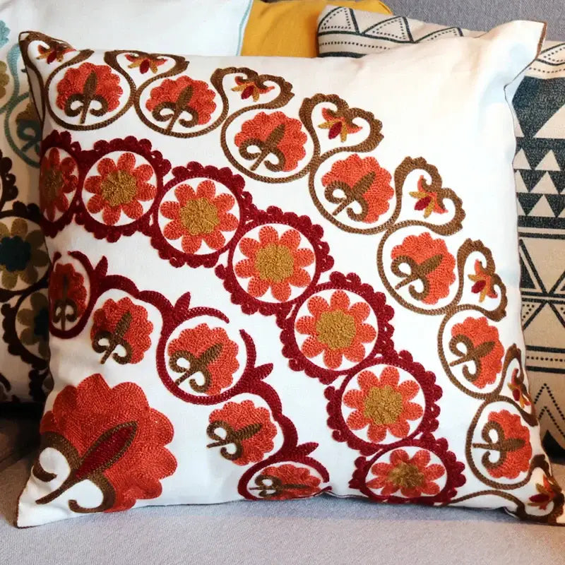 Boho ethnic flower elephant pillowcase pink & teal bedroom decor