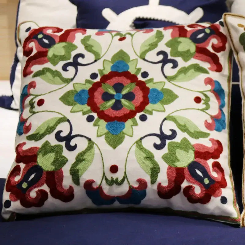 Boho ethnic flower elephant pillowcase pink & teal bedroom decor