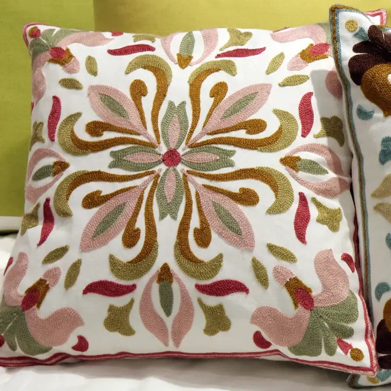 Boho ethnic flower elephant pillowcase pink & teal bedroom decor