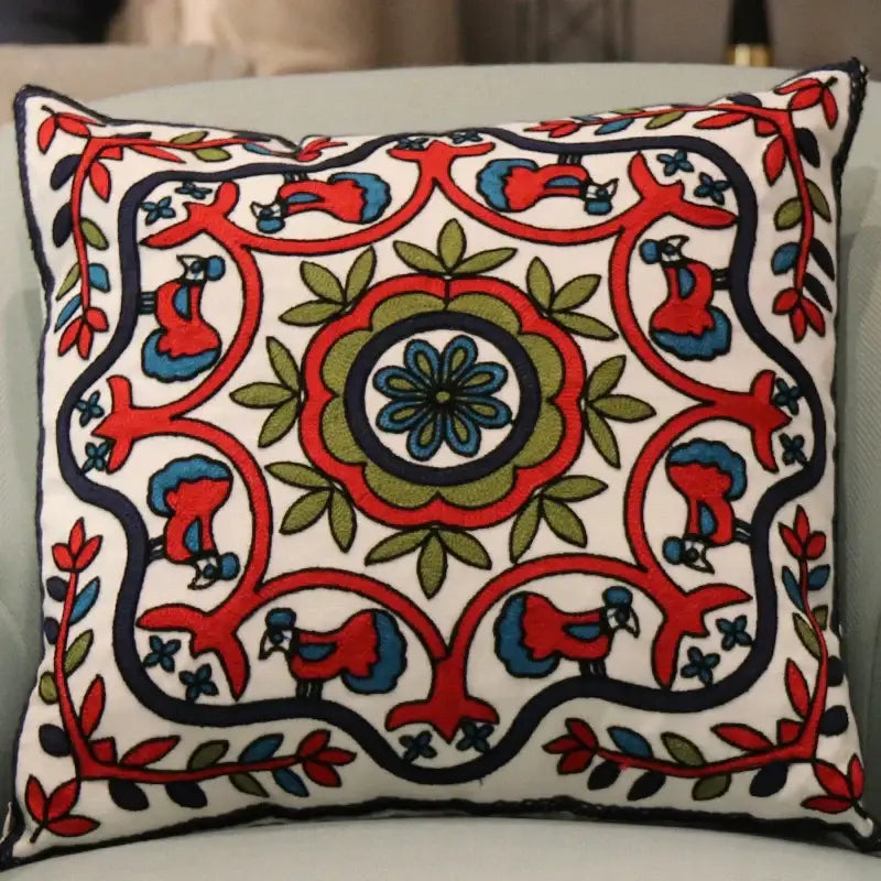 Boho ethnic flower elephant pillowcase pink & teal bedroom decor