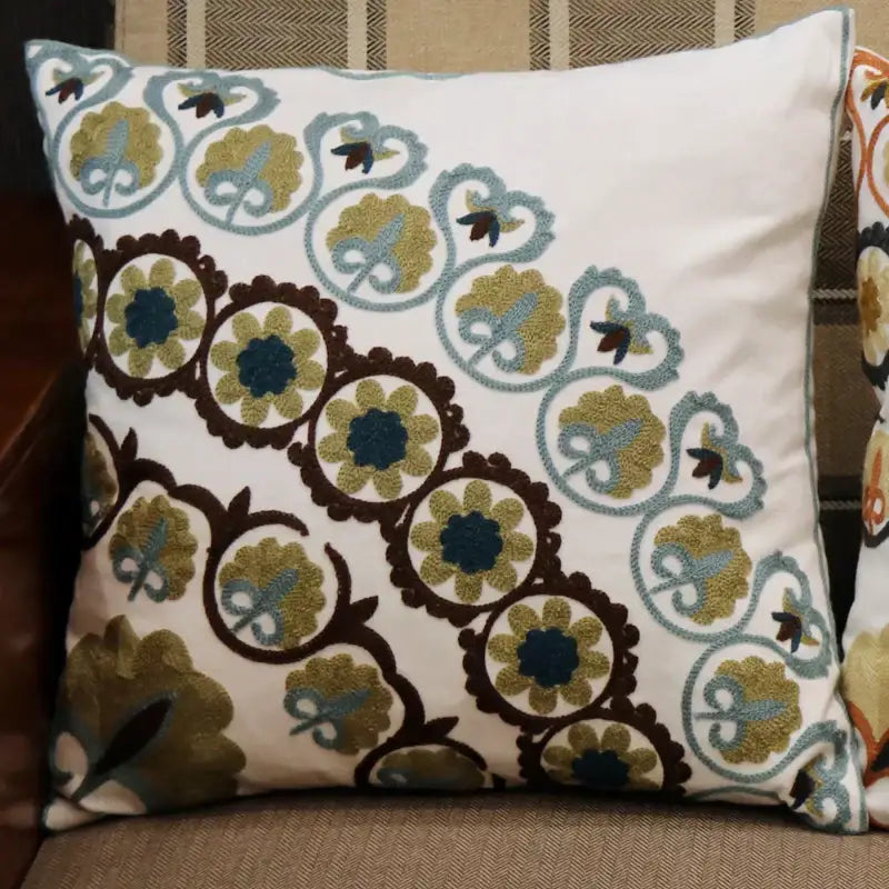 Boho ethnic flower elephant pillowcase pink & teal bedroom decor