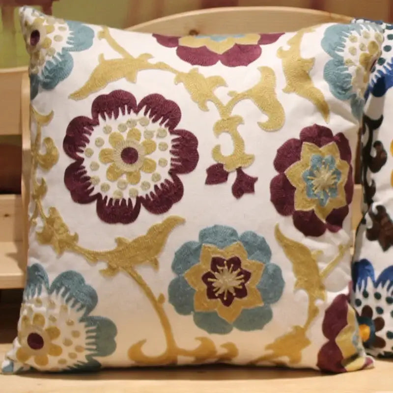Boho ethnic flower elephant pillowcase pink & teal bedroom decor