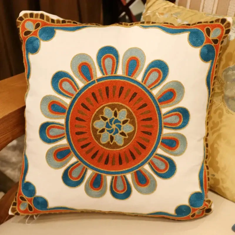 Boho ethnic flower elephant pillowcase pink & teal bedroom decor